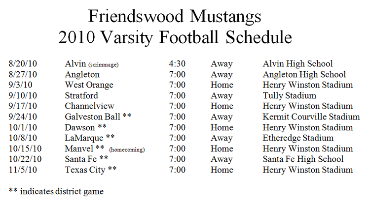 Varsity Schedule